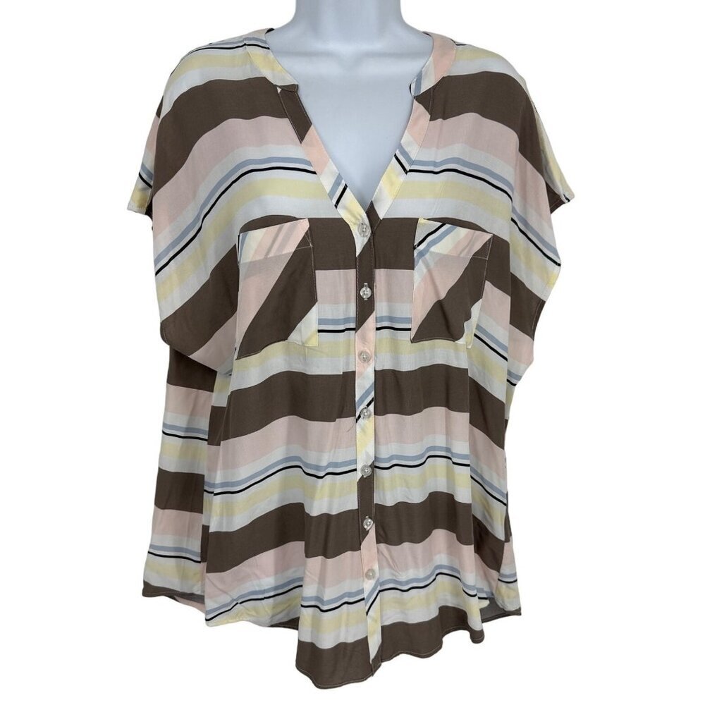Torrid Challis Button Front Cap Sleeve Blouse Size 2X